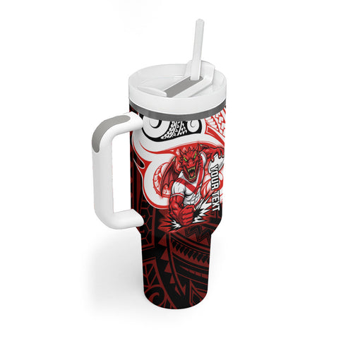Custom St. George Illawarra Dragons Tumbler With Handle Dragon Warrior Polynesia Islander Rugby Mascot
