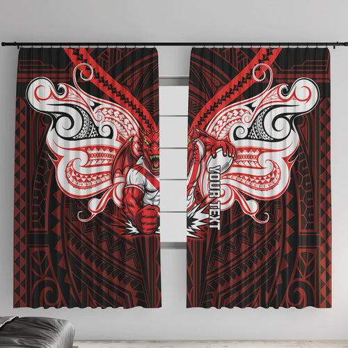 Custom St. George Illawarra Dragons Window Curtain Dragon Warrior Polynesia Islander Rugby Mascot
