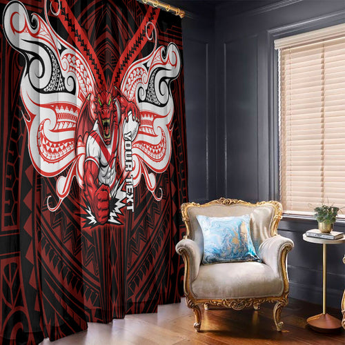 Custom St. George Illawarra Dragons Window Curtain Dragon Warrior Polynesia Islander Rugby Mascot