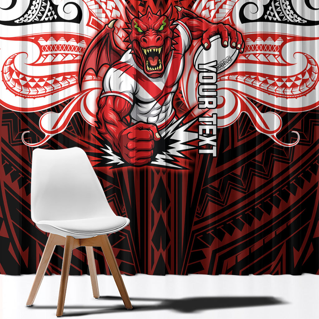 Custom St. George Illawarra Dragons Window Curtain Dragon Warrior Polynesia Islander Rugby Mascot