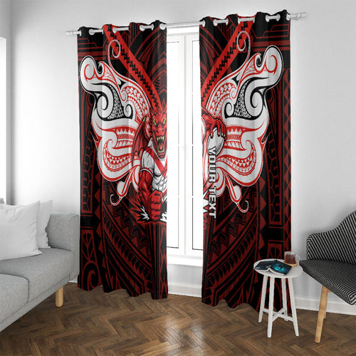 Custom St. George Illawarra Dragons Window Curtain Dragon Warrior Polynesia Islander Rugby Mascot
