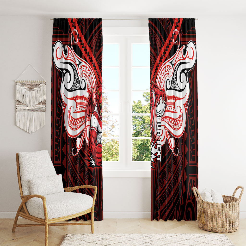 Custom St. George Illawarra Dragons Window Curtain Dragon Warrior Polynesia Islander Rugby Mascot