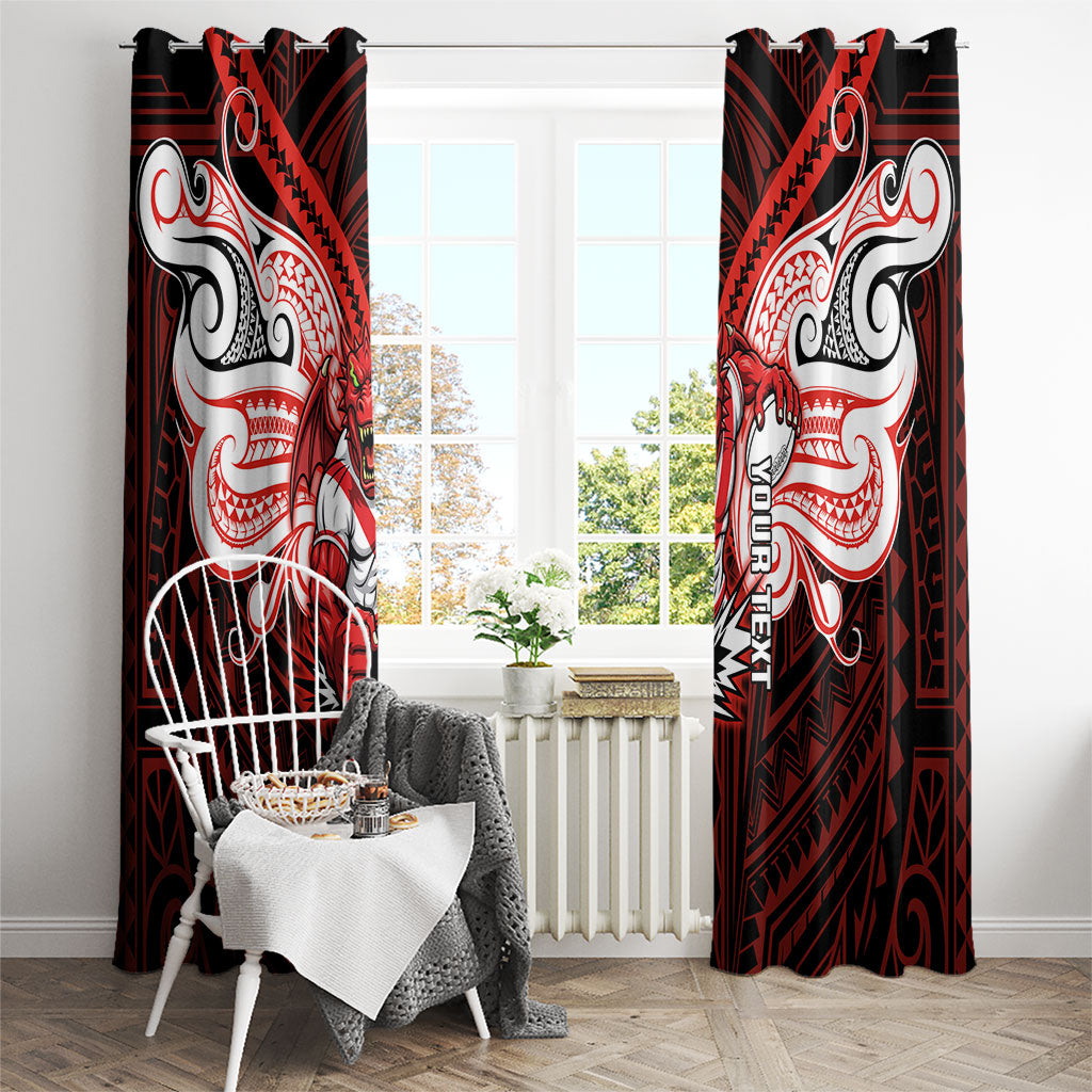 Custom St. George Illawarra Dragons Window Curtain Dragon Warrior Polynesia Islander Rugby Mascot