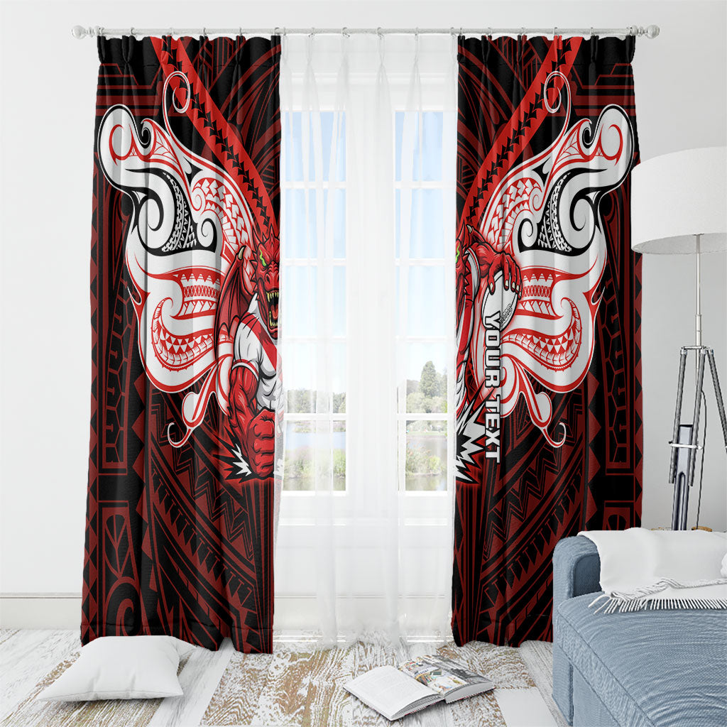 Custom St. George Illawarra Dragons Window Curtain Dragon Warrior Polynesia Islander Rugby Mascot
