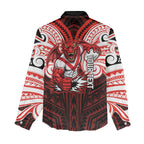 Custom St. George Illawarra Dragons Women Casual Shirt Dragon Warrior Polynesia Islander Rugby Mascot