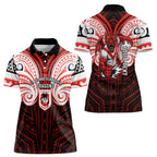 Custom St. George Illawarra Dragons Women Polo Shirt Dragon Warrior Polynesia Islander Rugby Mascot