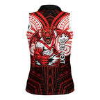 Custom St. George Illawarra Dragons Women Sleeveless Polo Shirt Dragon Warrior Polynesia Islander Rugby Mascot