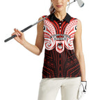 Custom St. George Illawarra Dragons Women Sleeveless Polo Shirt Dragon Warrior Polynesia Islander Rugby Mascot