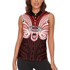 Custom St. George Illawarra Dragons Women Sleeveless Polo Shirt Dragon Warrior Polynesia Islander Rugby Mascot