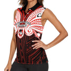 Custom St. George Illawarra Dragons Women Sleeveless Polo Shirt Dragon Warrior Polynesia Islander Rugby Mascot