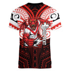 Custom St. George Illawarra Dragons Women V-Neck T-Shirt Dragon Warrior Polynesia Islander Rugby Mascot