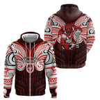 Custom St. George Illawarra Dragons Zip Hoodie Dragon Warrior Polynesia Islander Rugby Mascot