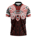 Custom St. George Illawarra Dragons Zipper Polo Shirt Dragon Warrior Polynesia Islander Rugby Mascot