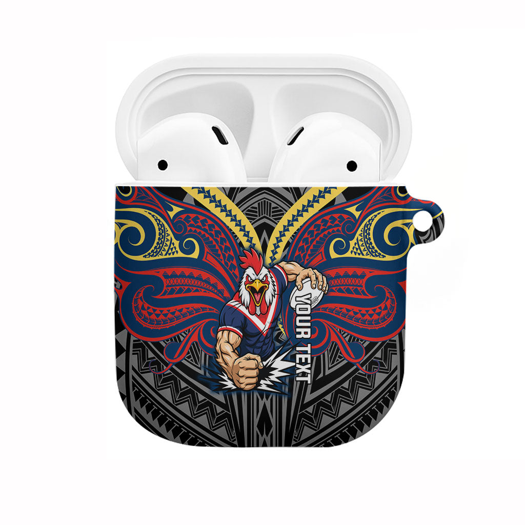 Custom Sydney Roosters AirPods Case Roosters Warrior Polynesia Islander Rugby Mascot