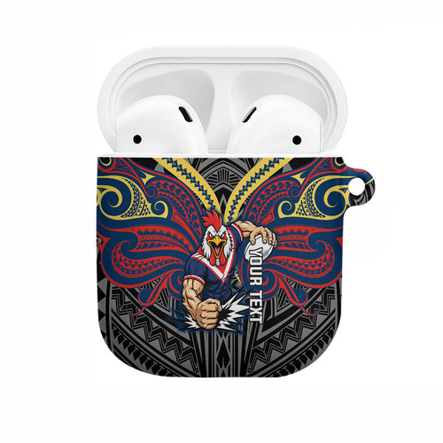 Custom Sydney Roosters AirPods Case Roosters Warrior Polynesia Islander Rugby Mascot
