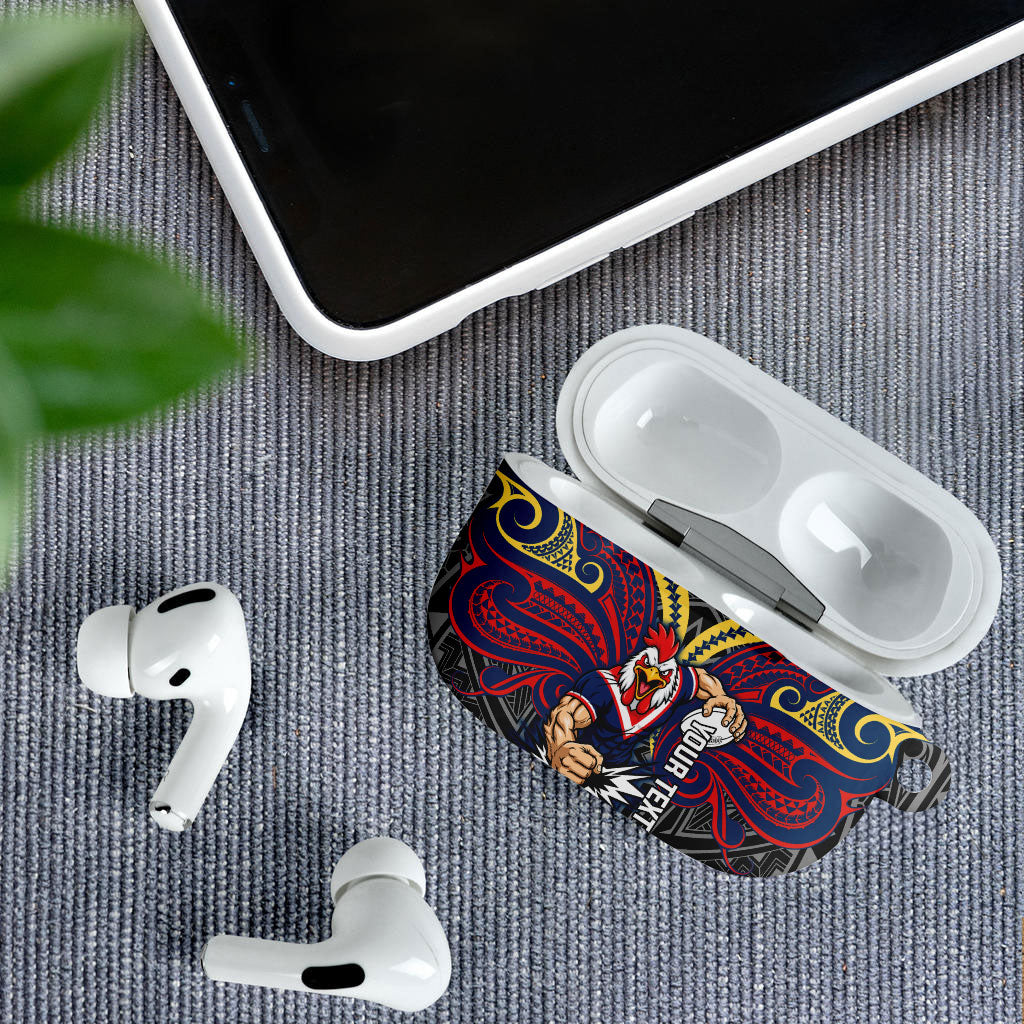 Custom Sydney Roosters AirPods Case Roosters Warrior Polynesia Islander Rugby Mascot