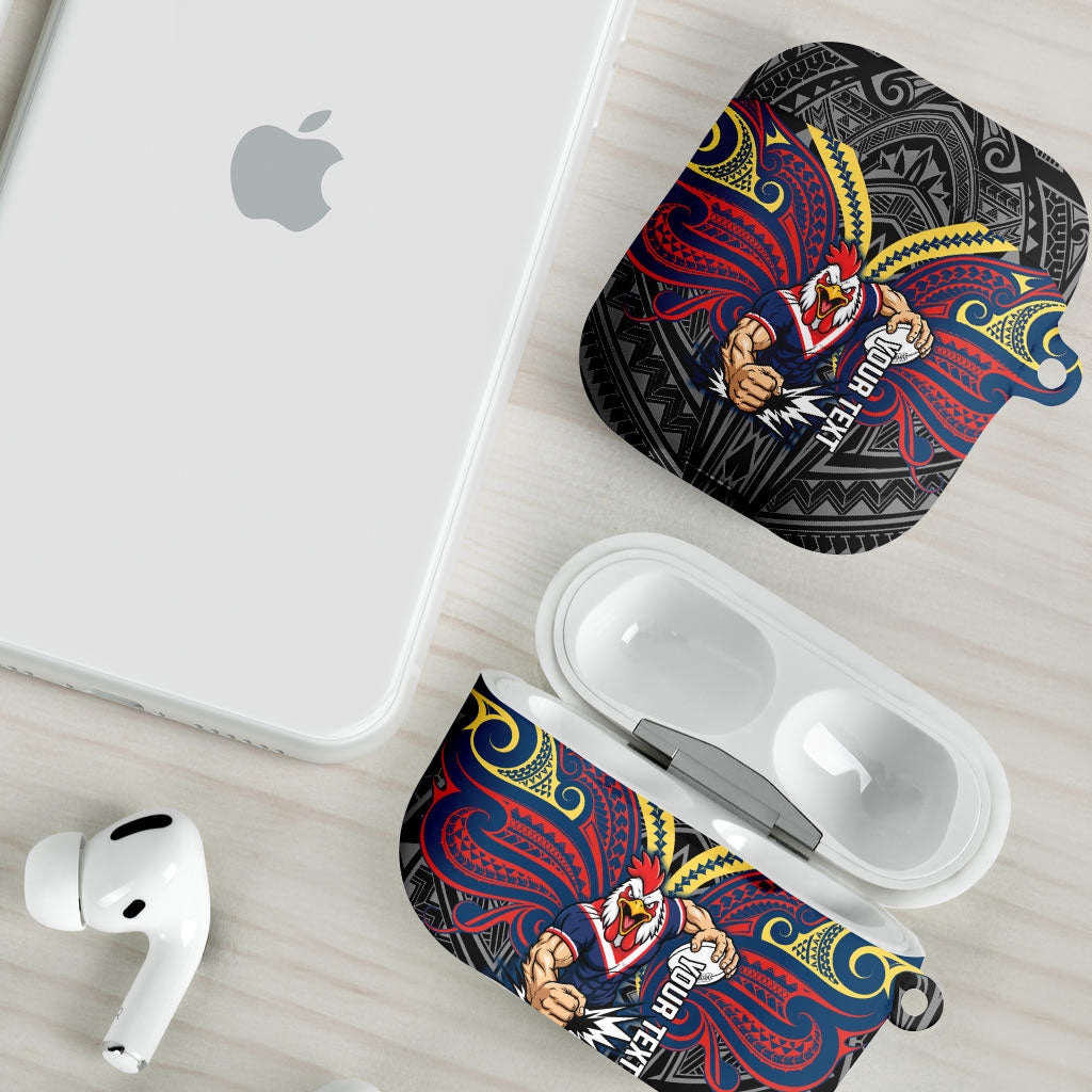 Custom Sydney Roosters AirPods Case Roosters Warrior Polynesia Islander Rugby Mascot