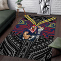 Custom Sydney Roosters Area Rug Roosters Warrior Polynesia Islander Rugby Mascot