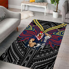 Custom Sydney Roosters Area Rug Roosters Warrior Polynesia Islander Rugby Mascot
