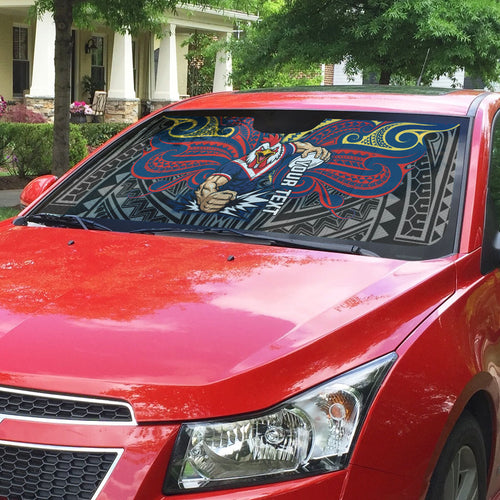 Custom Sydney Roosters Auto Sun Shade Roosters Warrior Polynesia Islander Rugby Mascot