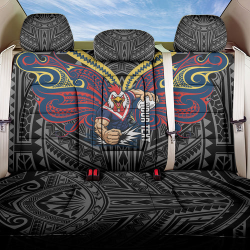 Custom Sydney Roosters Back Car Seat Cover Roosters Warrior Polynesia Islander Rugby Mascot