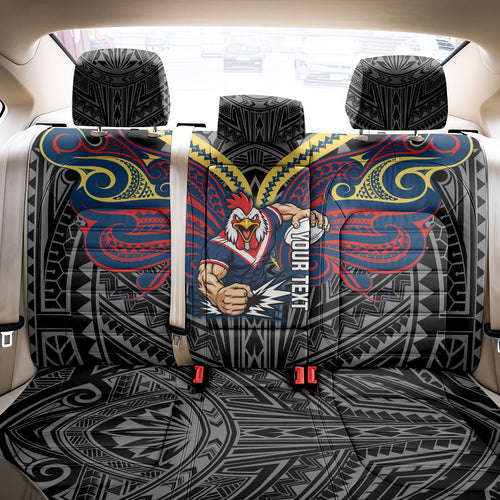 Custom Sydney Roosters Back Car Seat Cover Roosters Warrior Polynesia Islander Rugby Mascot