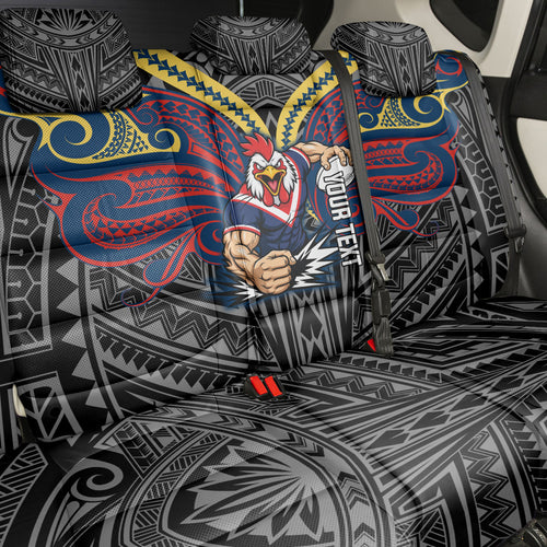 Custom Sydney Roosters Back Car Seat Cover Roosters Warrior Polynesia Islander Rugby Mascot