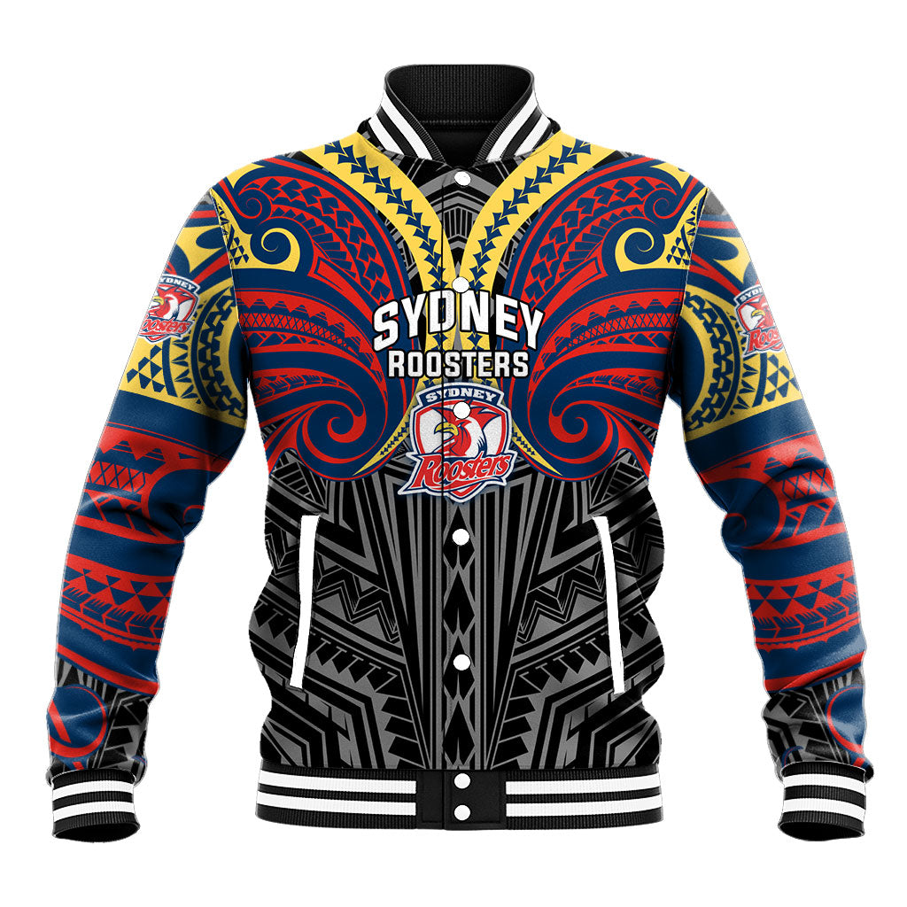 Custom Sydney Roosters Baseball Jacket Roosters Warrior Polynesia Islander Rugby Mascot