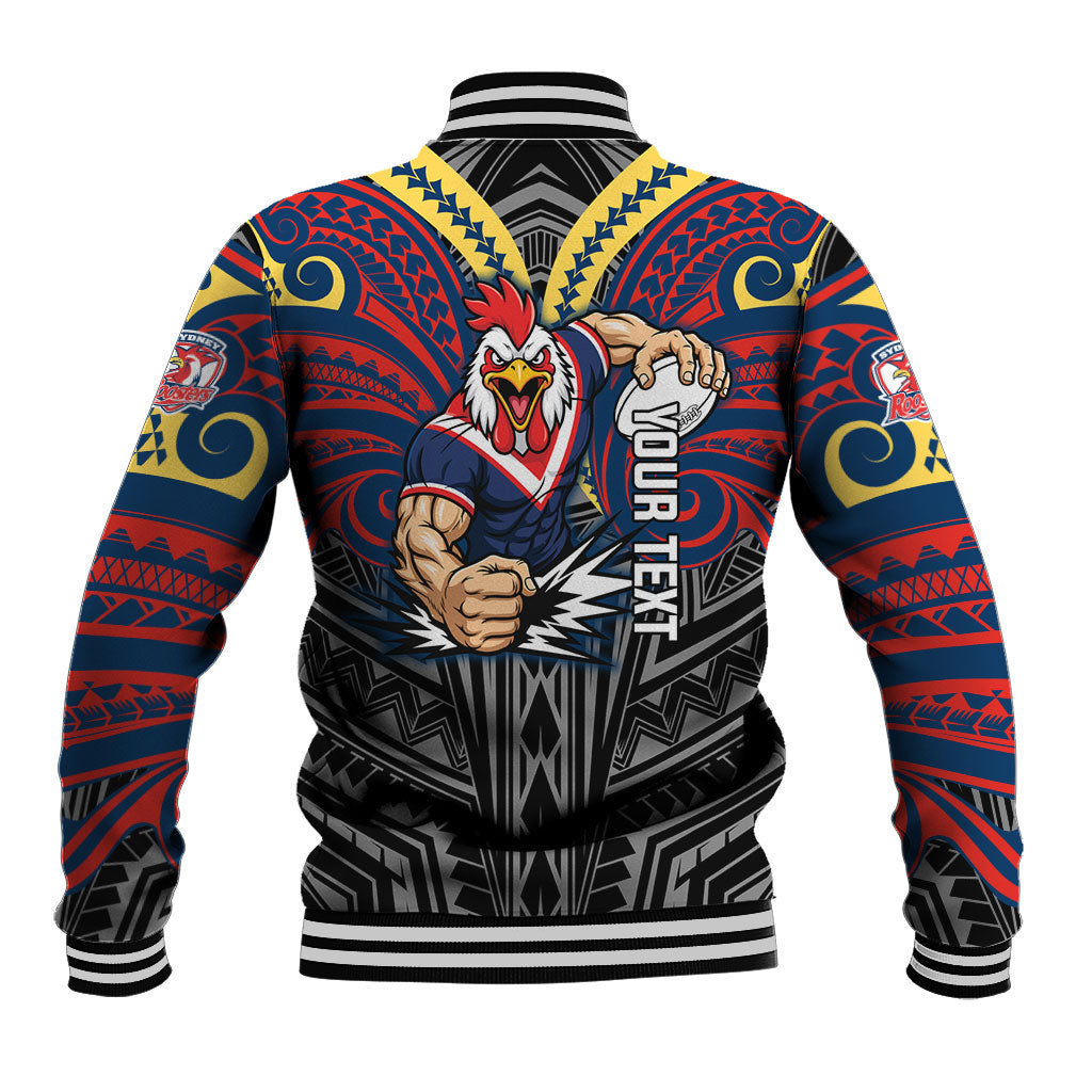 Custom Sydney Roosters Baseball Jacket Roosters Warrior Polynesia Islander Rugby Mascot