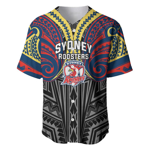 Custom Sydney Roosters Baseball Jersey Roosters Warrior Polynesia Islander Rugby Mascot