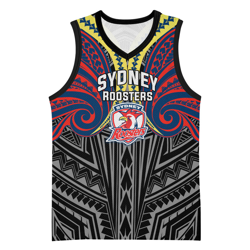Custom Sydney Roosters Basketball Jersey Roosters Warrior Polynesia Islander Rugby Mascot