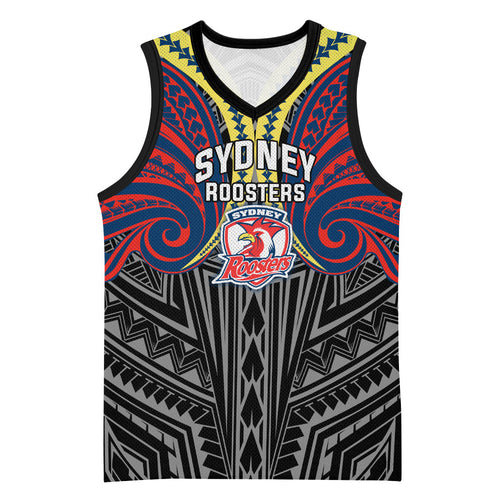 Custom Sydney Roosters Basketball Jersey Roosters Warrior Polynesia Islander Rugby Mascot