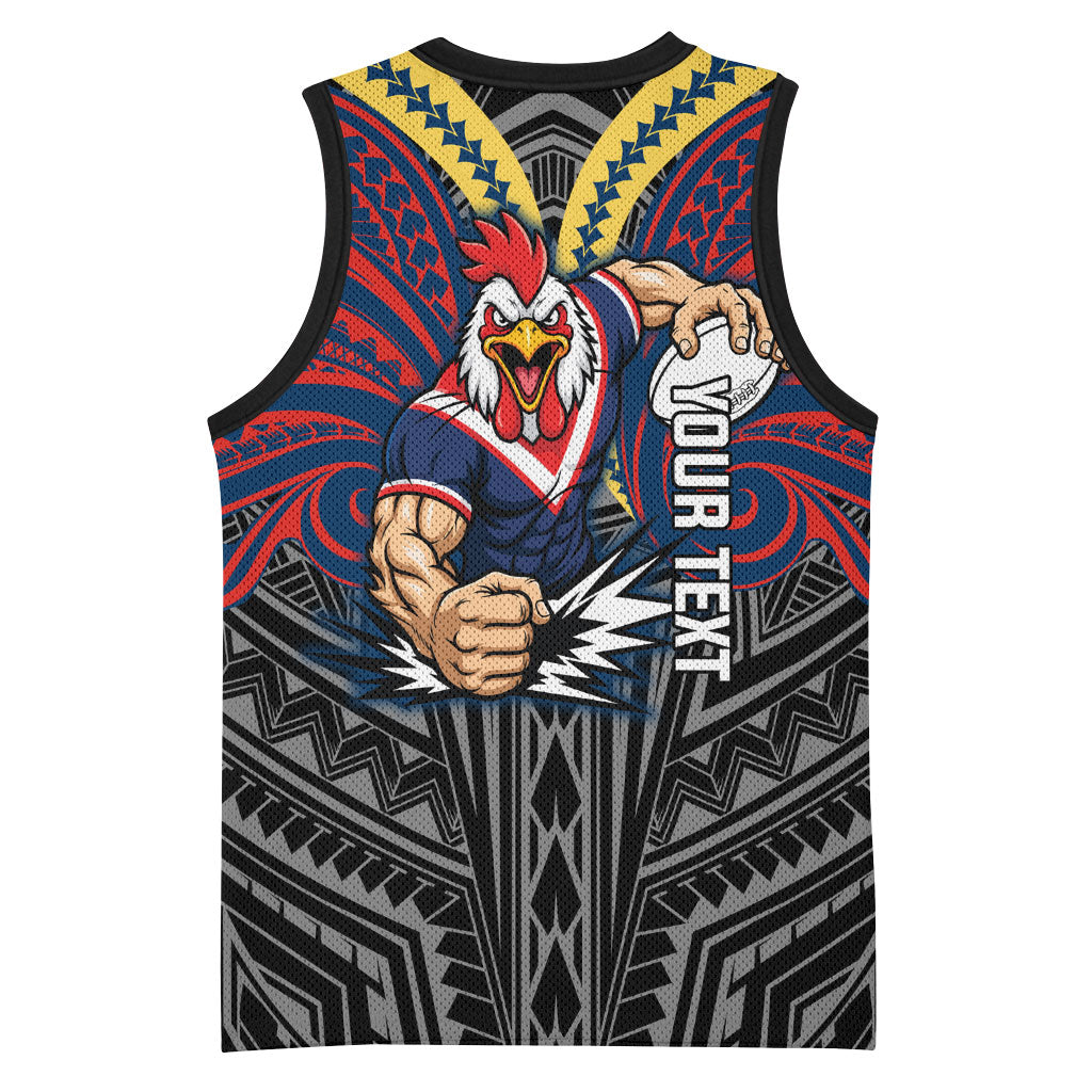 Custom Sydney Roosters Basketball Jersey Roosters Warrior Polynesia Islander Rugby Mascot