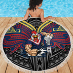 Custom Sydney Roosters Beach Blanket Roosters Warrior Polynesia Islander Rugby Mascot