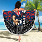 Custom Sydney Roosters Beach Blanket Roosters Warrior Polynesia Islander Rugby Mascot