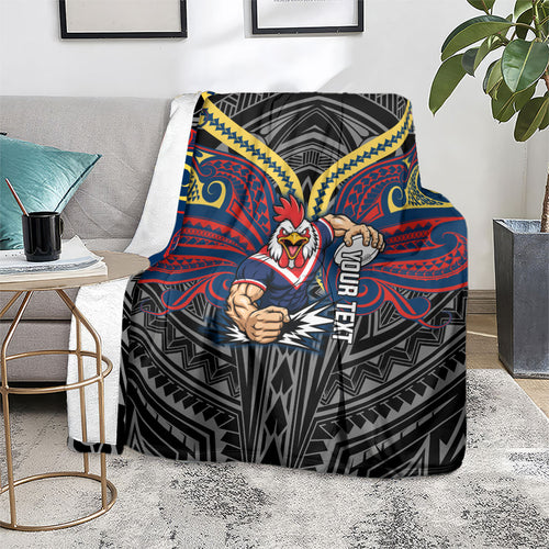 Custom Sydney Roosters Blanket Roosters Warrior Polynesia Islander Rugby Mascot
