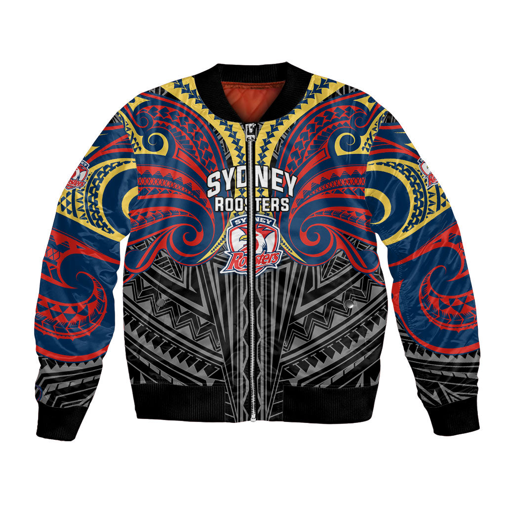 Custom Sydney Roosters Bomber Jacket Roosters Warrior Polynesia Islander Rugby Mascot