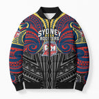 Custom Sydney Roosters Bomber Puffer Jacket Roosters Warrior Polynesia Islander Rugby Mascot