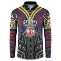 Custom Sydney Roosters Button Sweatshirt Roosters Warrior Polynesia Islander Rugby Mascot