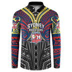 Custom Sydney Roosters Button Sweatshirt Roosters Warrior Polynesia Islander Rugby Mascot