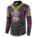 Custom Sydney Roosters Button Sweatshirt Roosters Warrior Polynesia Islander Rugby Mascot