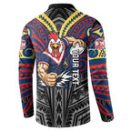 Custom Sydney Roosters Button Sweatshirt Roosters Warrior Polynesia Islander Rugby Mascot