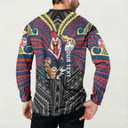 Custom Sydney Roosters Button Sweatshirt Roosters Warrior Polynesia Islander Rugby Mascot