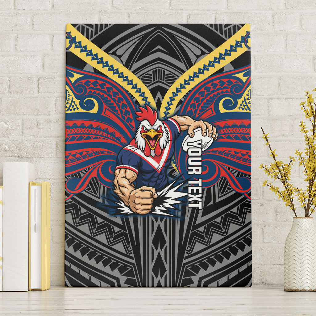 Custom Sydney Roosters Canvas Wall Art Roosters Warrior Polynesia Islander Rugby Mascot