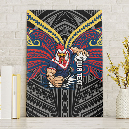 Custom Sydney Roosters Canvas Wall Art Roosters Warrior Polynesia Islander Rugby Mascot