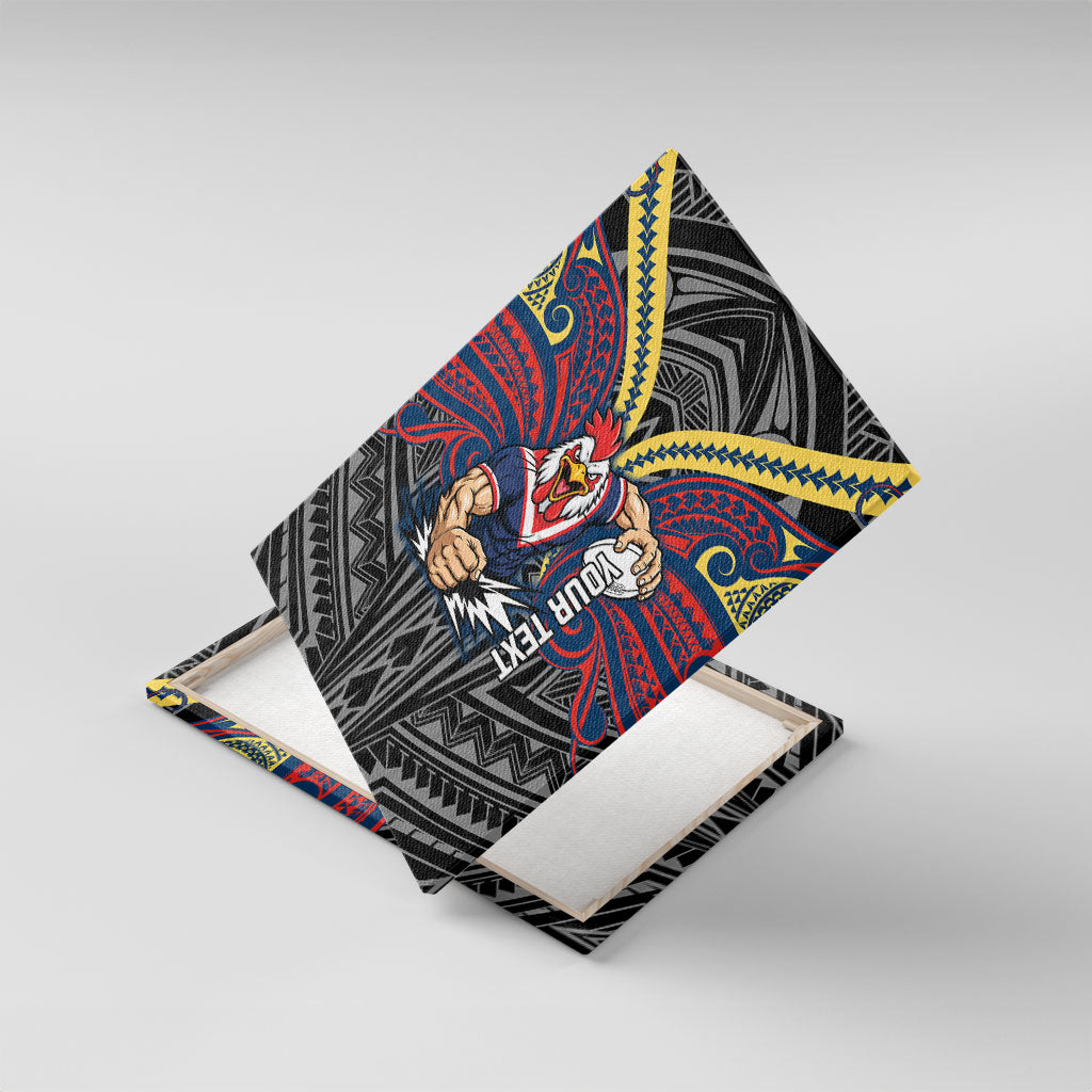 Custom Sydney Roosters Canvas Wall Art Roosters Warrior Polynesia Islander Rugby Mascot