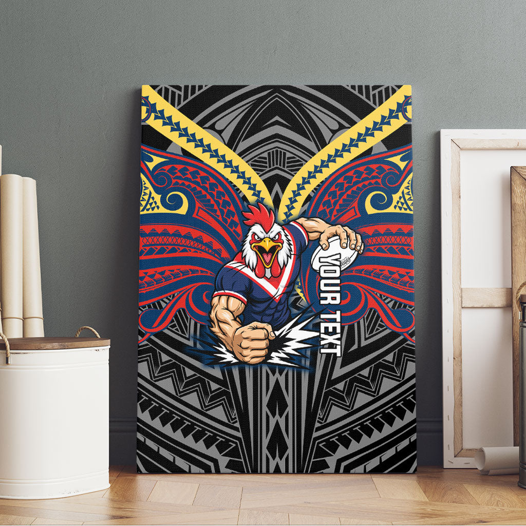 Custom Sydney Roosters Canvas Wall Art Roosters Warrior Polynesia Islander Rugby Mascot
