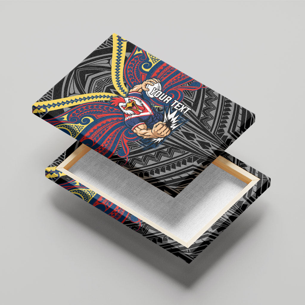 Custom Sydney Roosters Canvas Wall Art Roosters Warrior Polynesia Islander Rugby Mascot