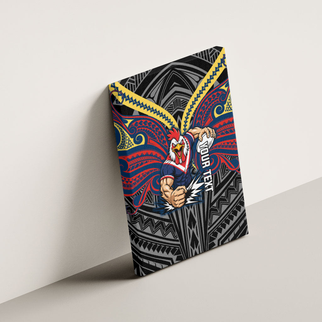 Custom Sydney Roosters Canvas Wall Art Roosters Warrior Polynesia Islander Rugby Mascot