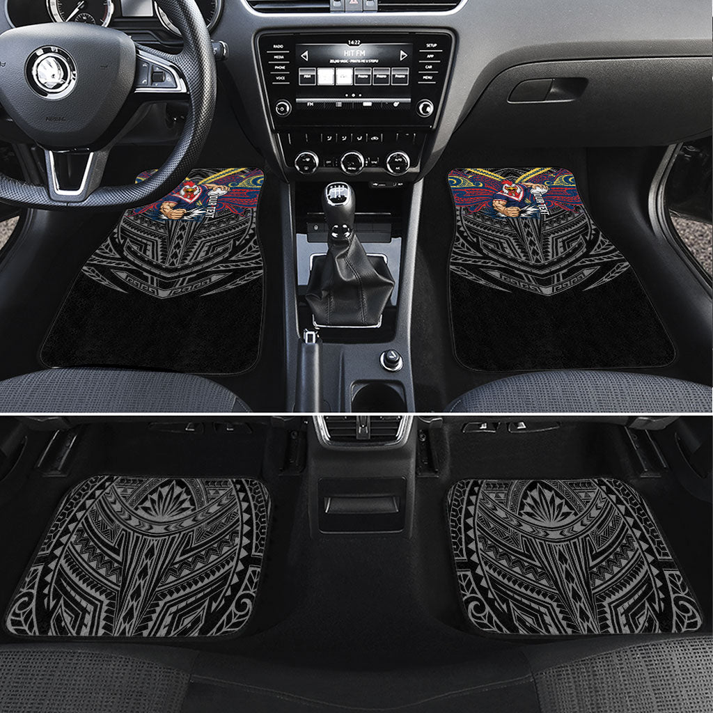 Custom Sydney Roosters Car Mats Roosters Warrior Polynesia Islander Rugby Mascot